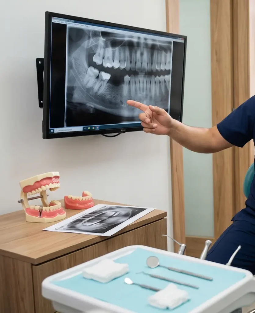Consulta para evaluar puente o implante dental