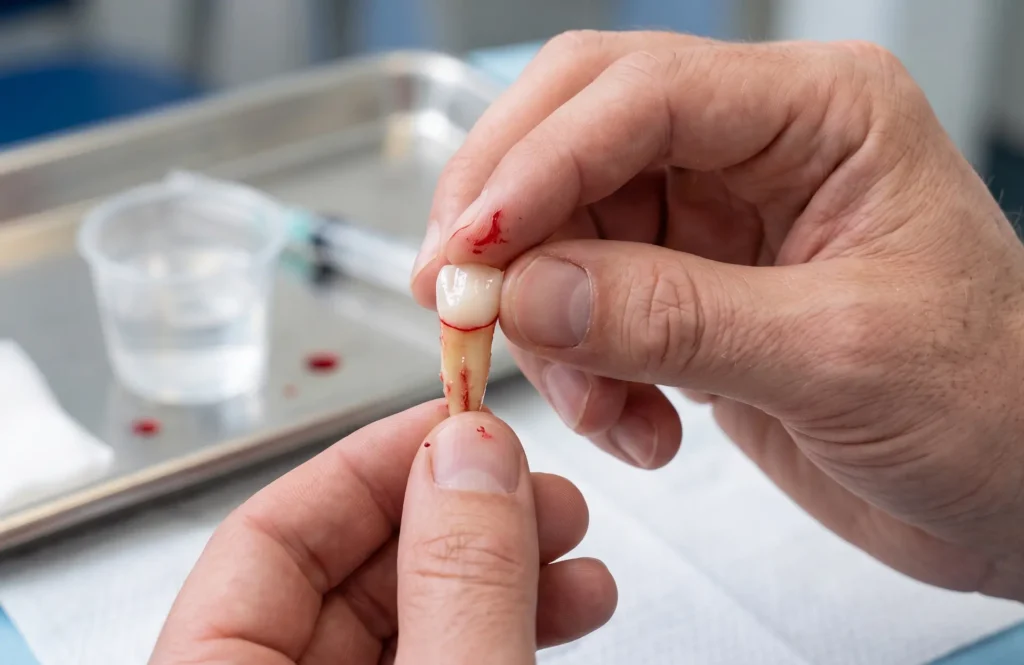 Diente salido que requiere atención dental y evaluación odontológica