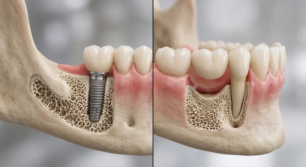 Hueso maxilar y soporte de un implante dental