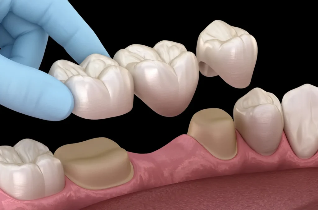 Puente fijo dental para reemplazar un diente perdido